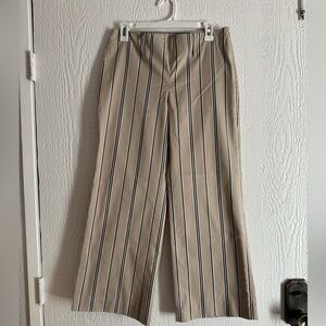 Express Wide Leg Trousers Pants Pinstripe Tan Size 9/10 Academia Preppy Career